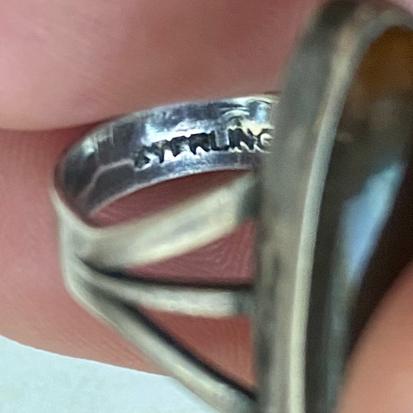 Vintage Navajo sterling agate ring - Picture 2 of 7